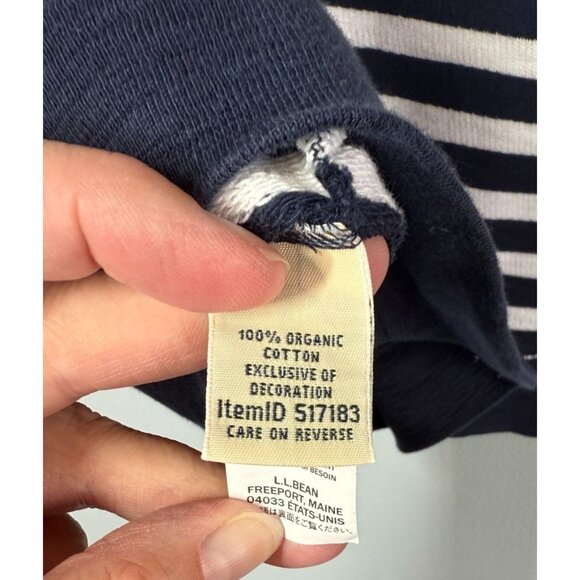 L.L.Bean Womens Full Zip Hooded Sweatshirt Small Petite Striped Nautical Coastal - Picture 10 of 12